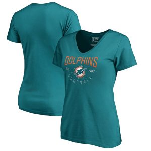 Miami Dolphins NFL Pro Line by Fanatics Branded Women’s Live For It V-Neck T-Shirt