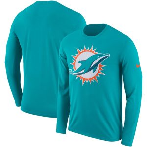 Men’s Miami Dolphins Nike Aqua Fan Gear Primary Logo Performance Long Sleeve T-Shirt